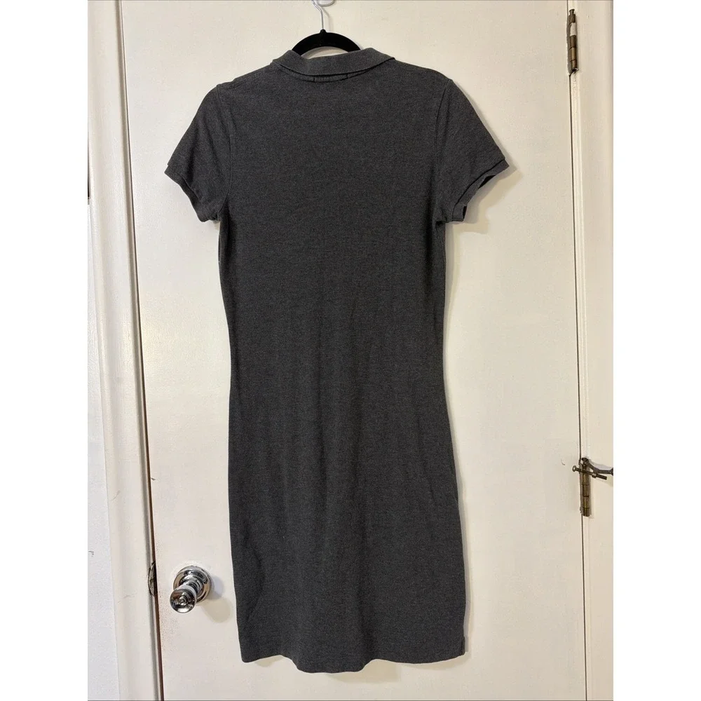Ralph Lauren Sport Polo Dress Women's M Gray Cotton Shirt Dress Y2K
